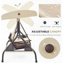 EROMMY 3-Person Outdoor Wicker Porch Swing Bed for Patio Khaki-Erommy